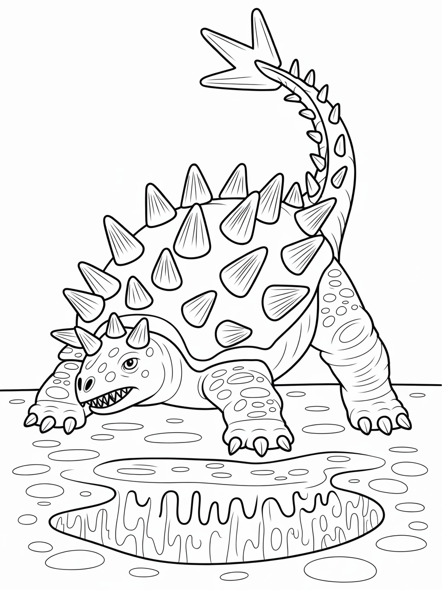 heavily armored Ankylosaurus with spiky