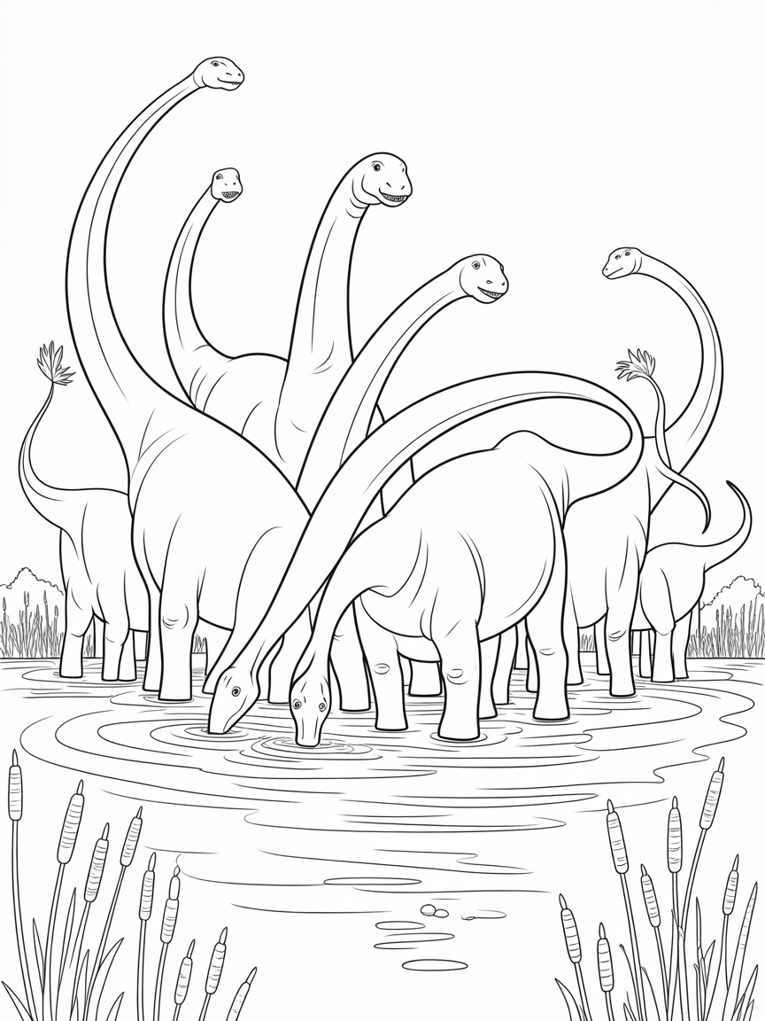 enormous Diplodocus herd with incredibly