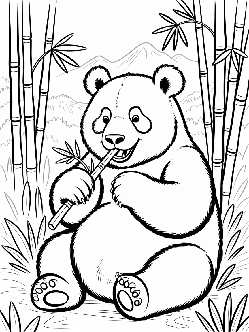 friendly giant panda bear sitting