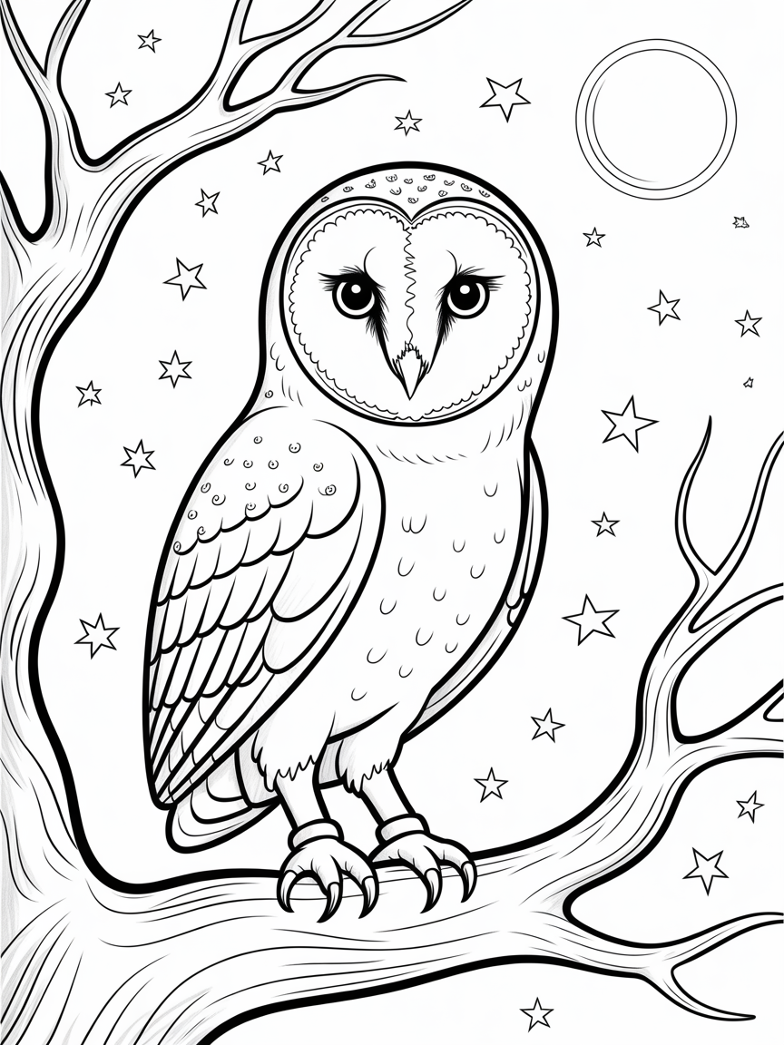 wise barn owl with large