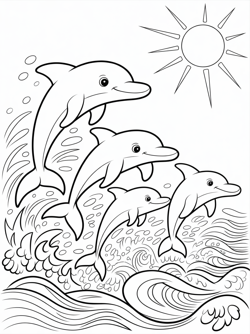 playful dolphin family leaping joyfully