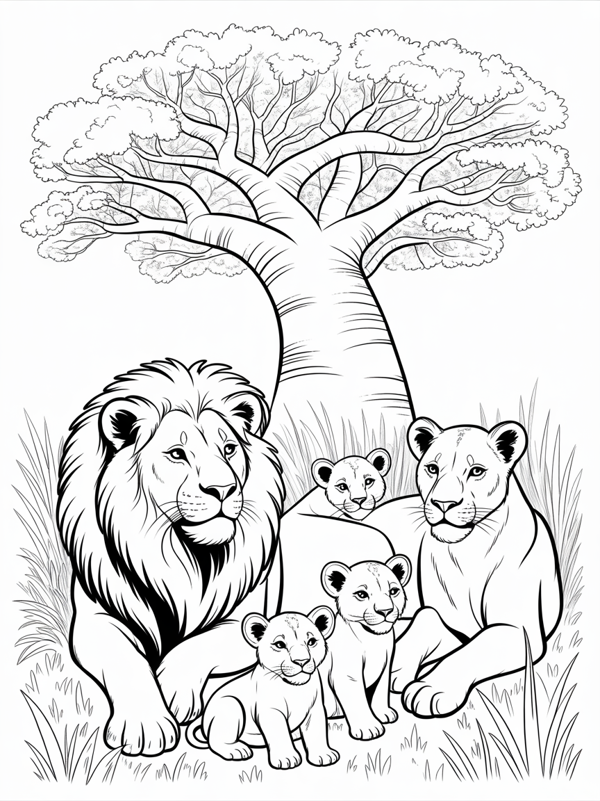 magnificent lion pride including a