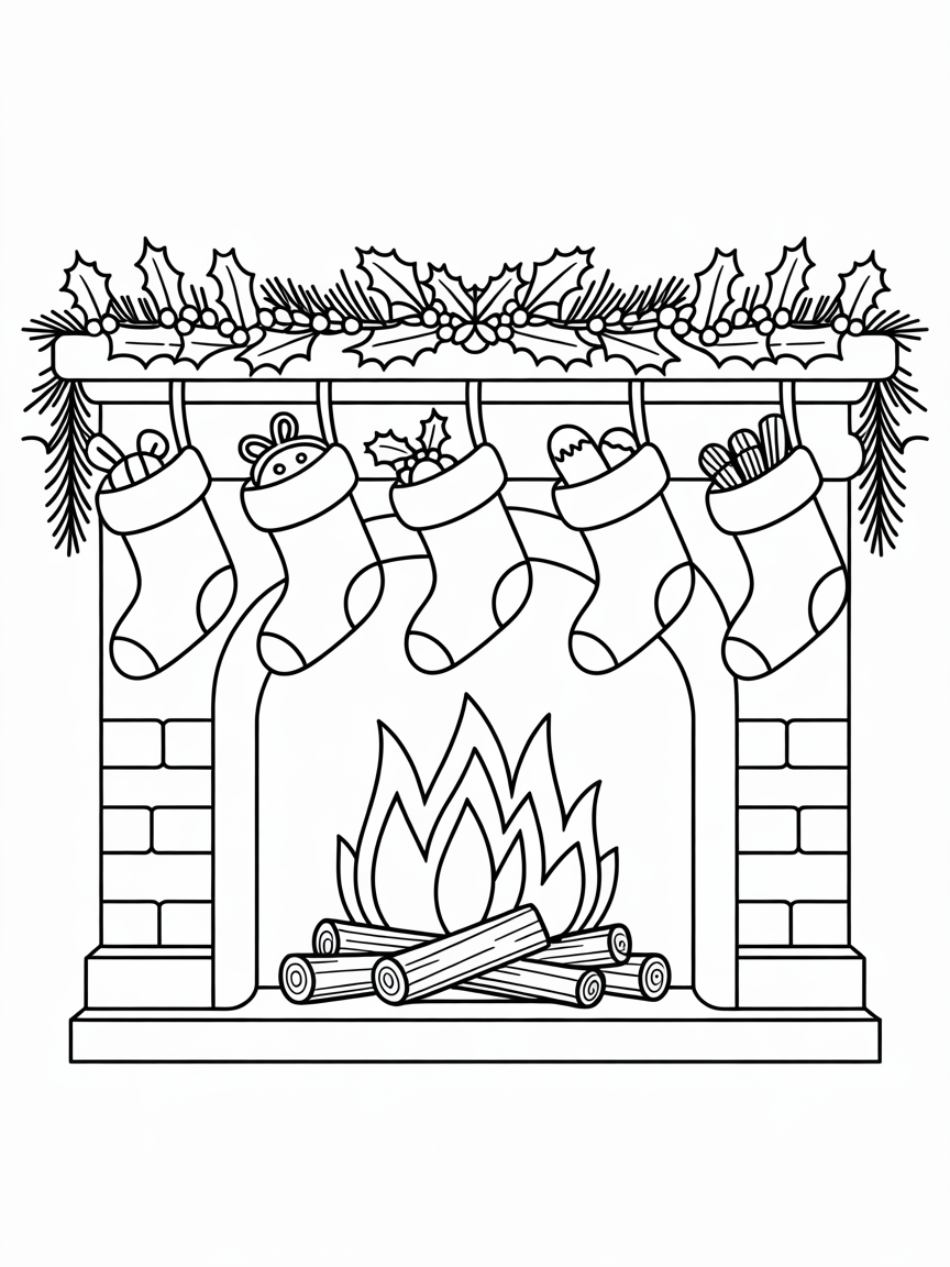 cozy fireplace scene with hanging