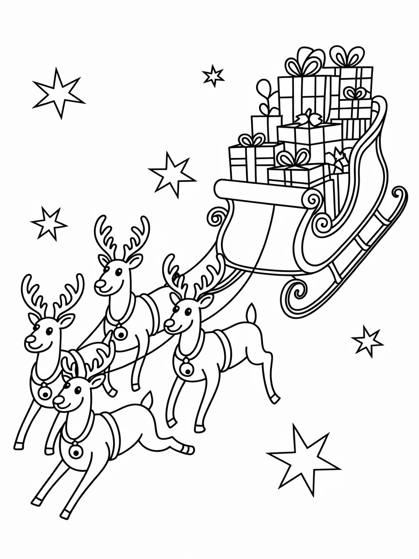 magical reindeer team with antlers