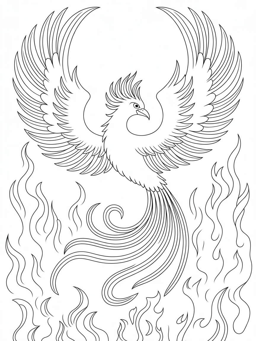powerful phoenix bird with elaborate