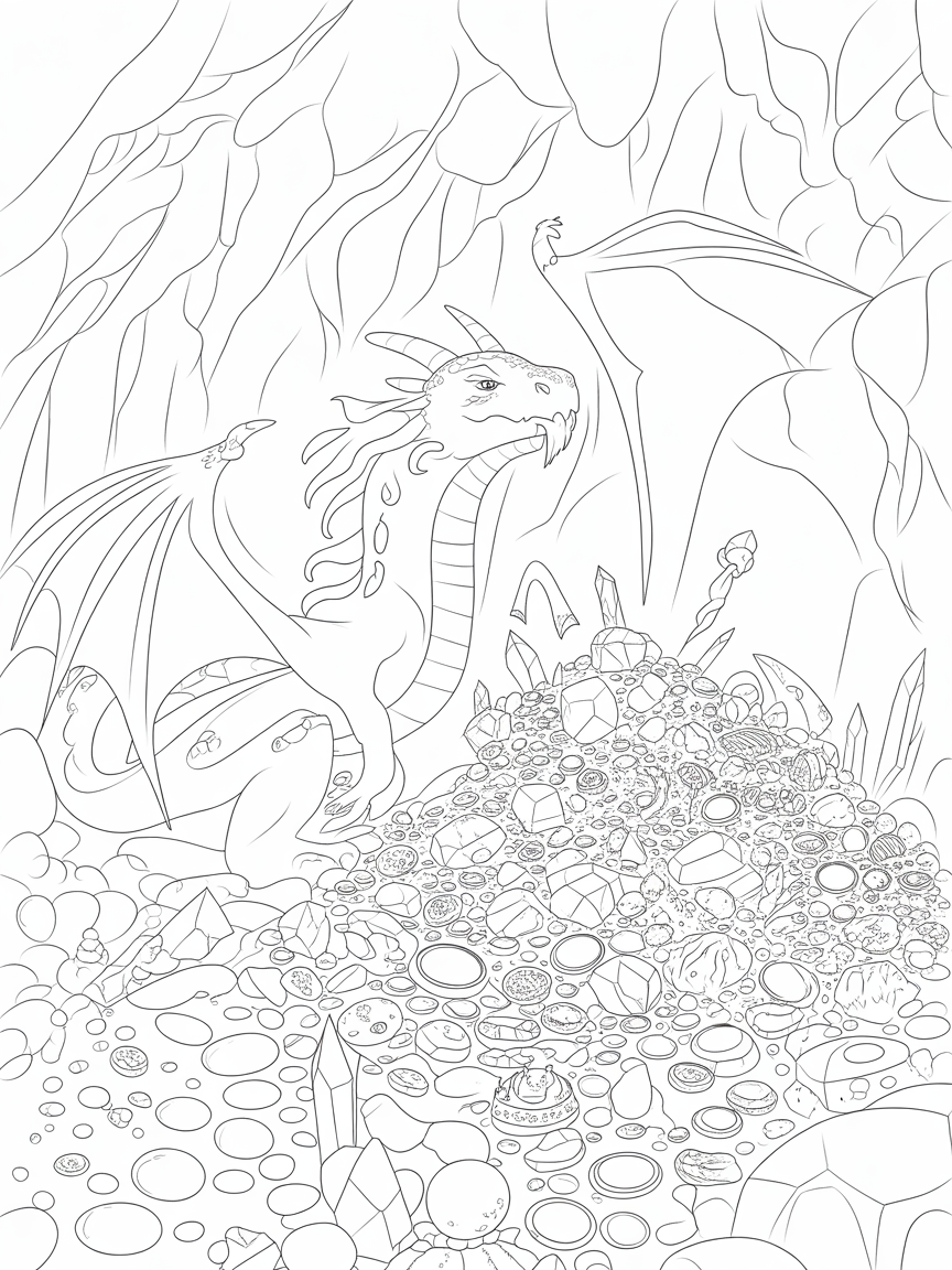 ancient dragon protecting a treasure
