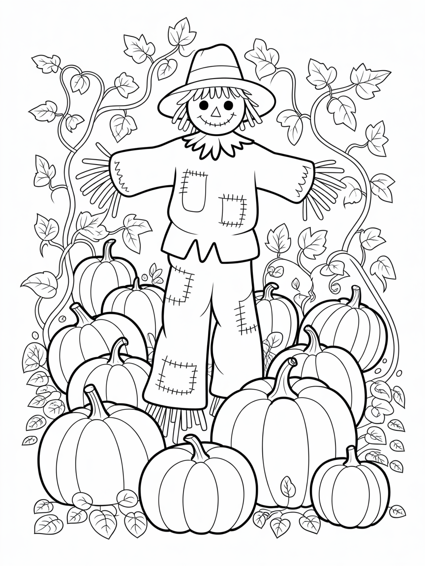scarecrow with patched clothes and