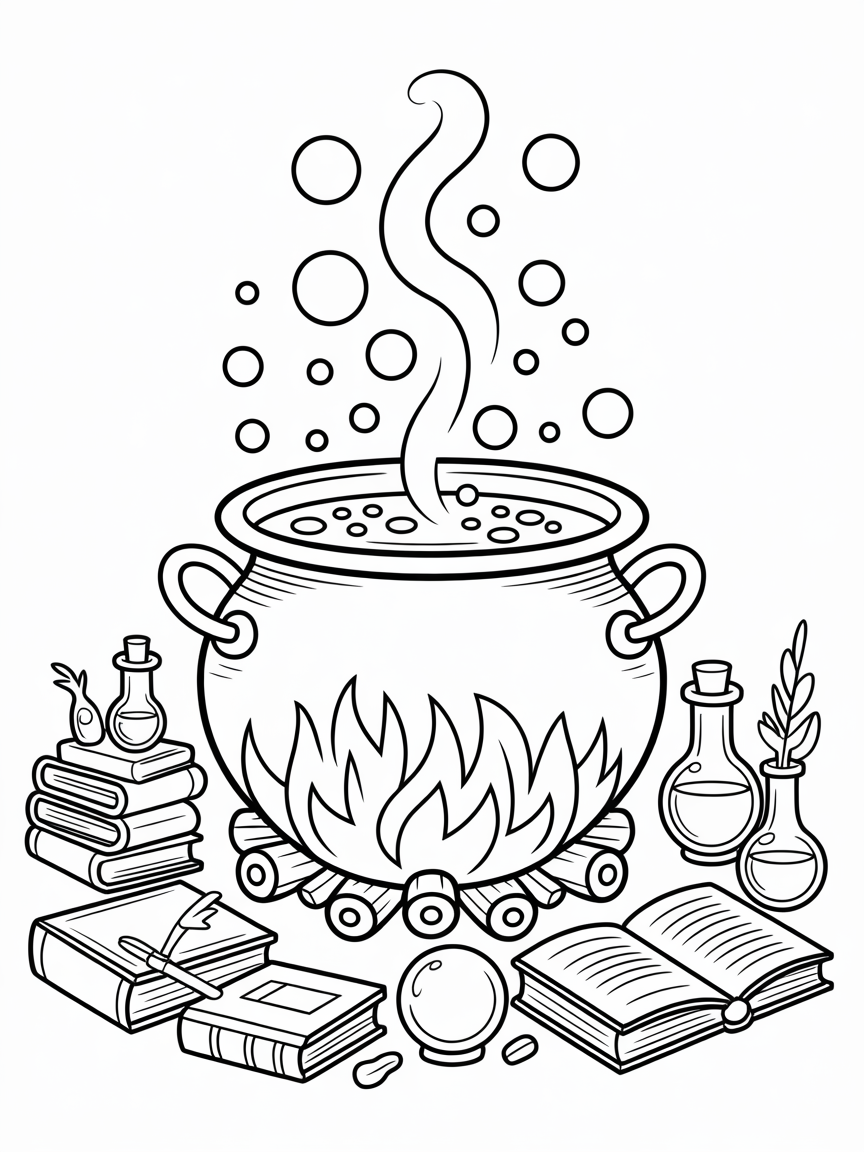 magical witch's cauldron on a