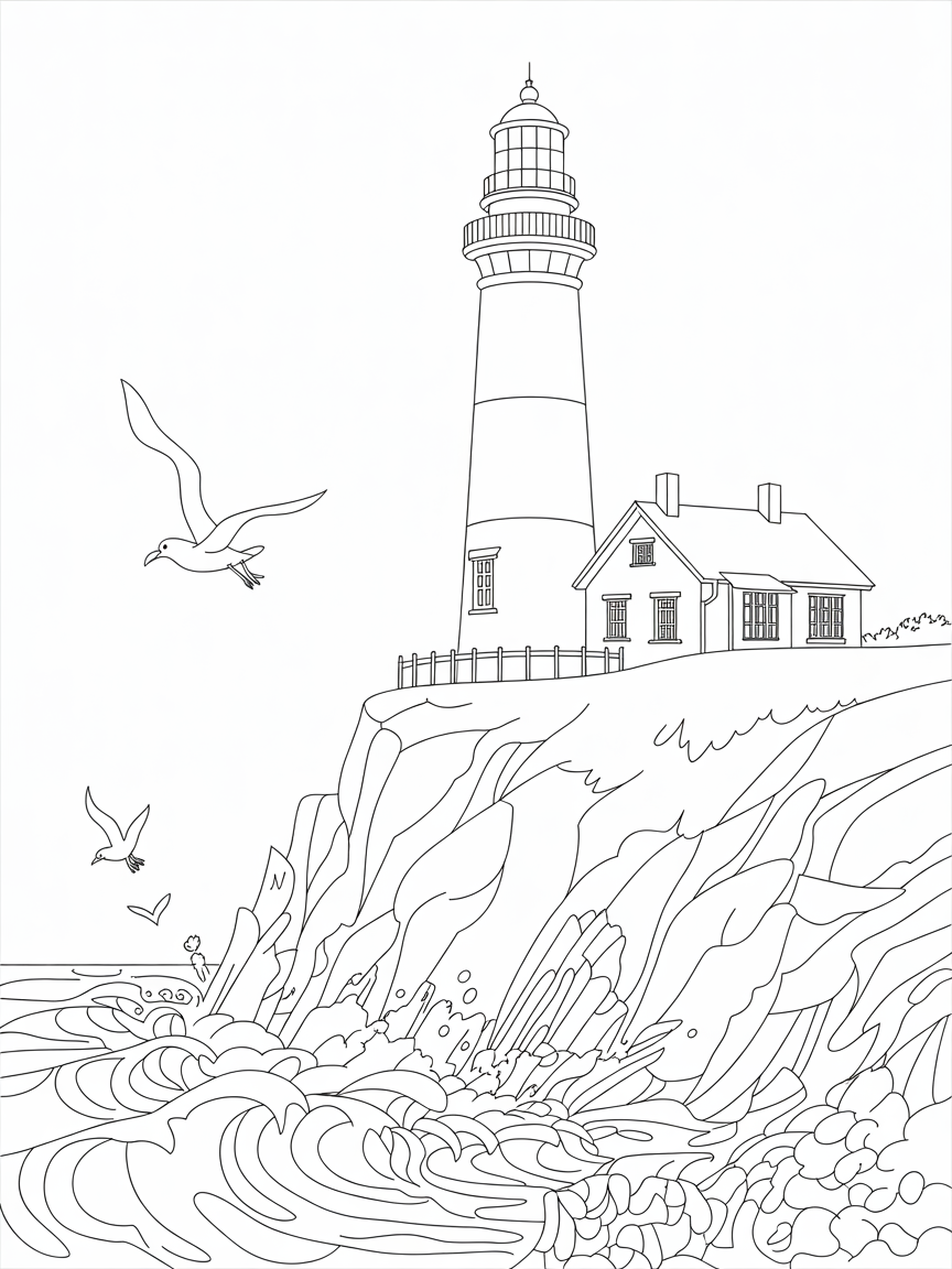 tall lighthouse perched on dramatic