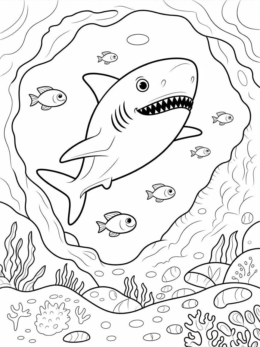 friendly shark swimming through underwater