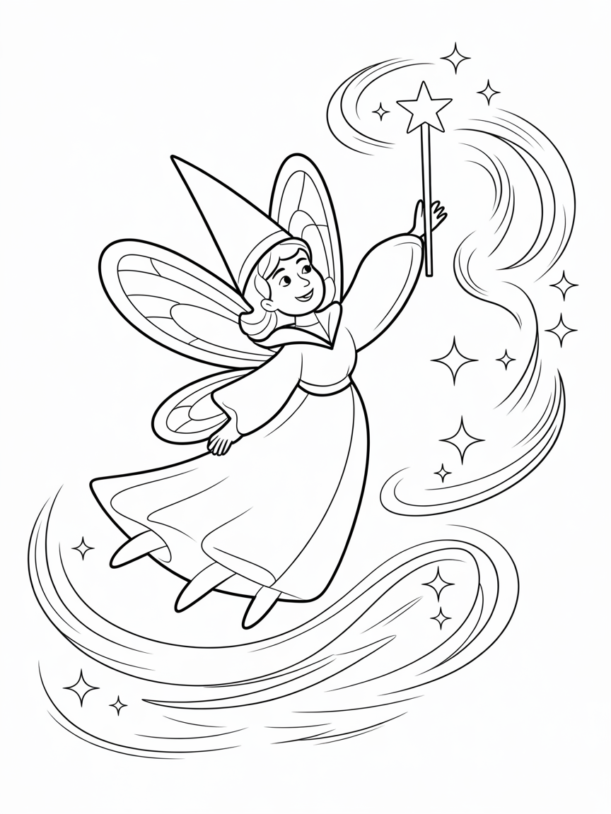 fairy godmother with flowing robes,