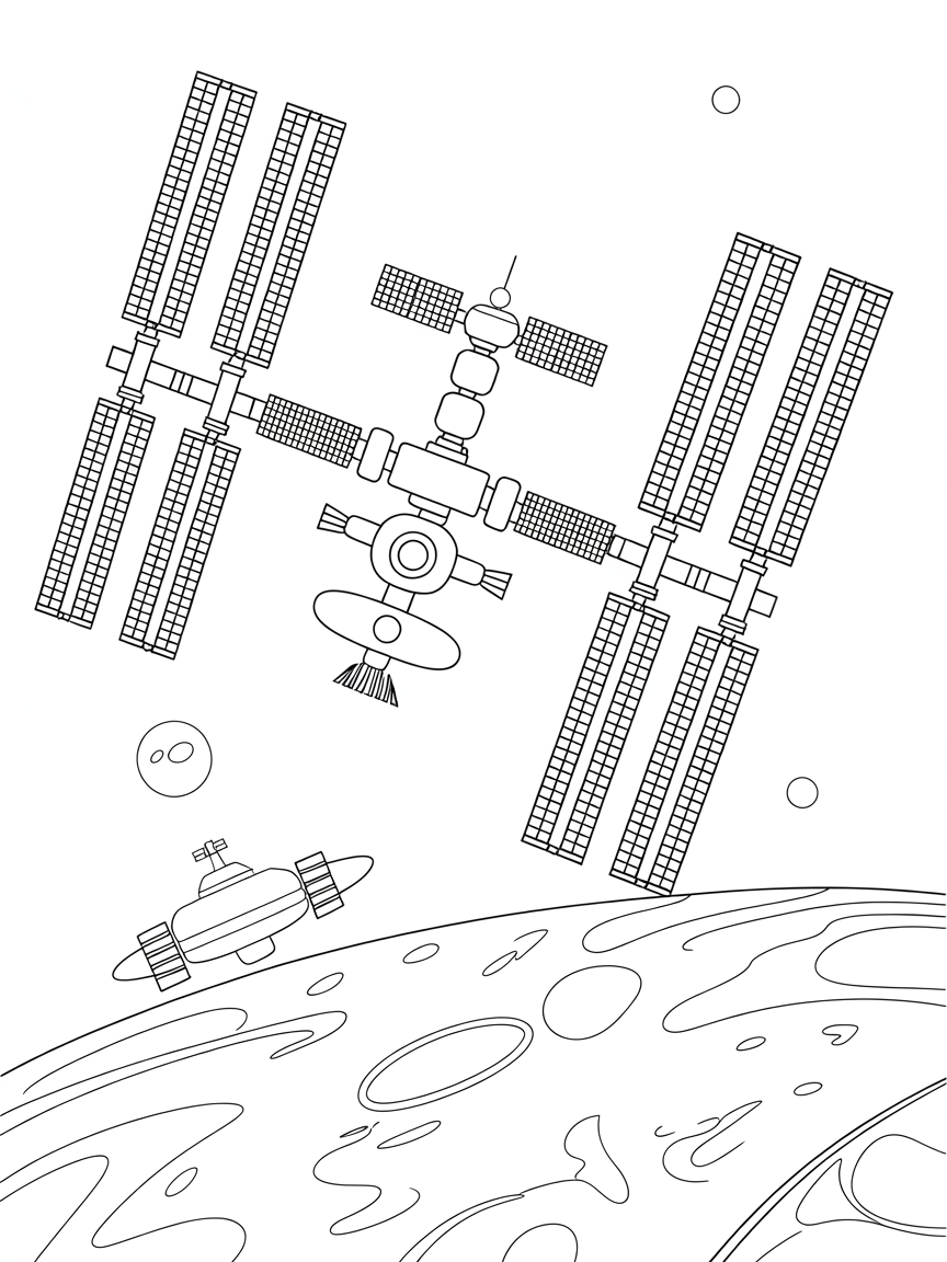 large space station with multiple