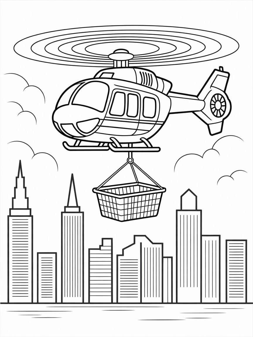 rescue helicopter with spinning rotors,